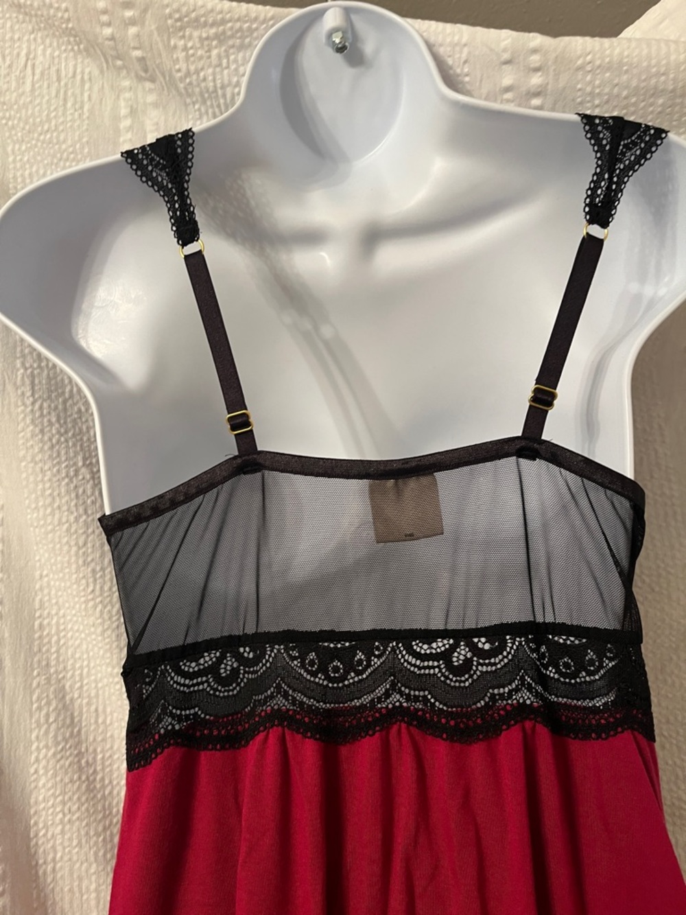 Soma cranberry chemiselingerie sleeping dress with black lace size small - Picture 5 of 10